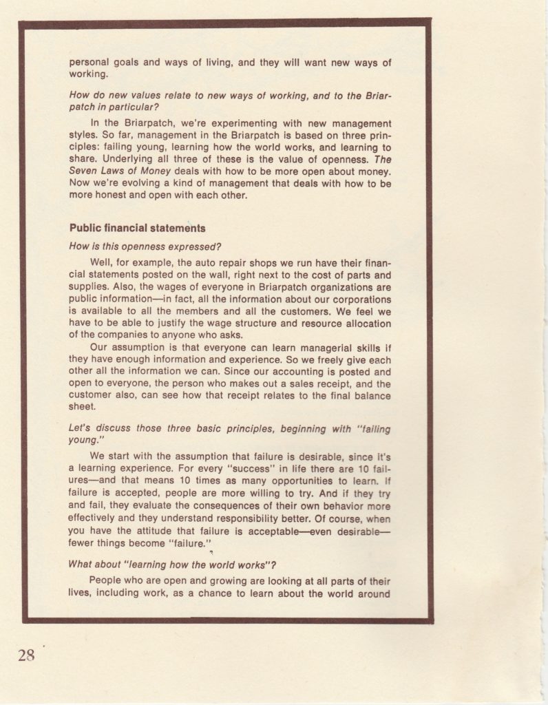 Page 28, Managment in the Briarpatch (cont.), An interview by Kristen Anundsen, editor Management Review, with Michael Phillips, February 1975
