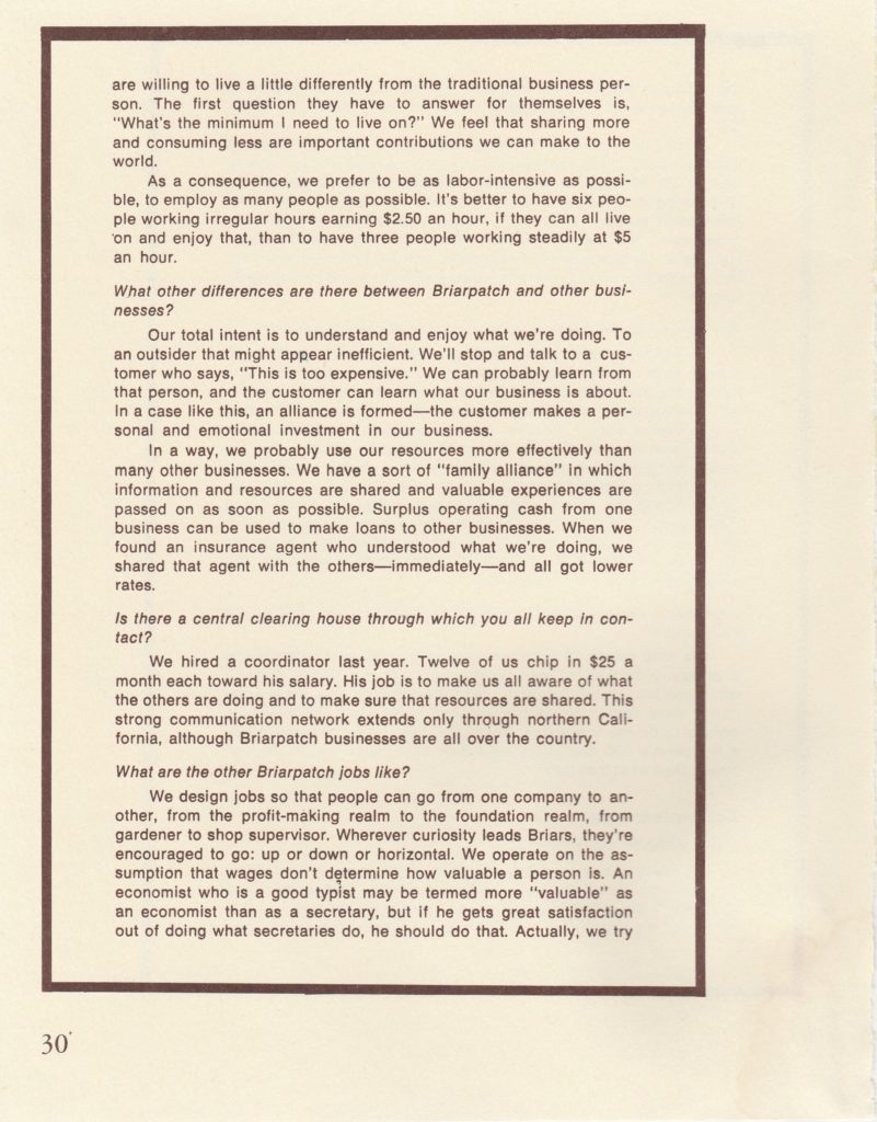 Page 30, Managment in the Briarpatch (cont.), An interview by Kristen Anundsen, editor Management Review, with Michael Phillips, February 1975